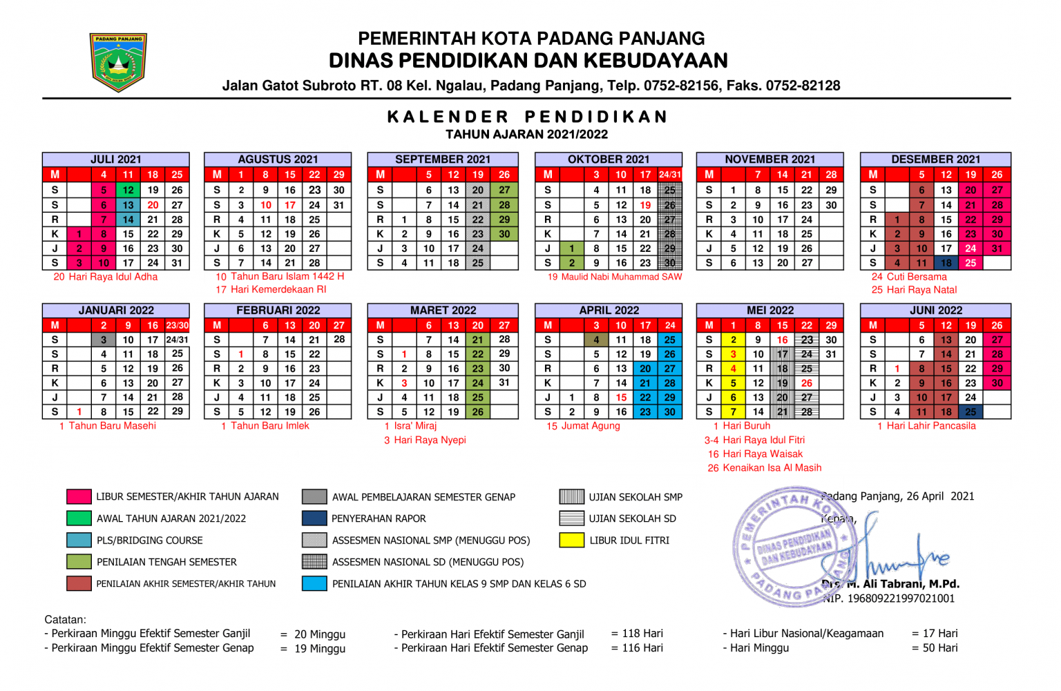 Kalender Pendidikan – SMP Negeri 6 Padang Panjang
